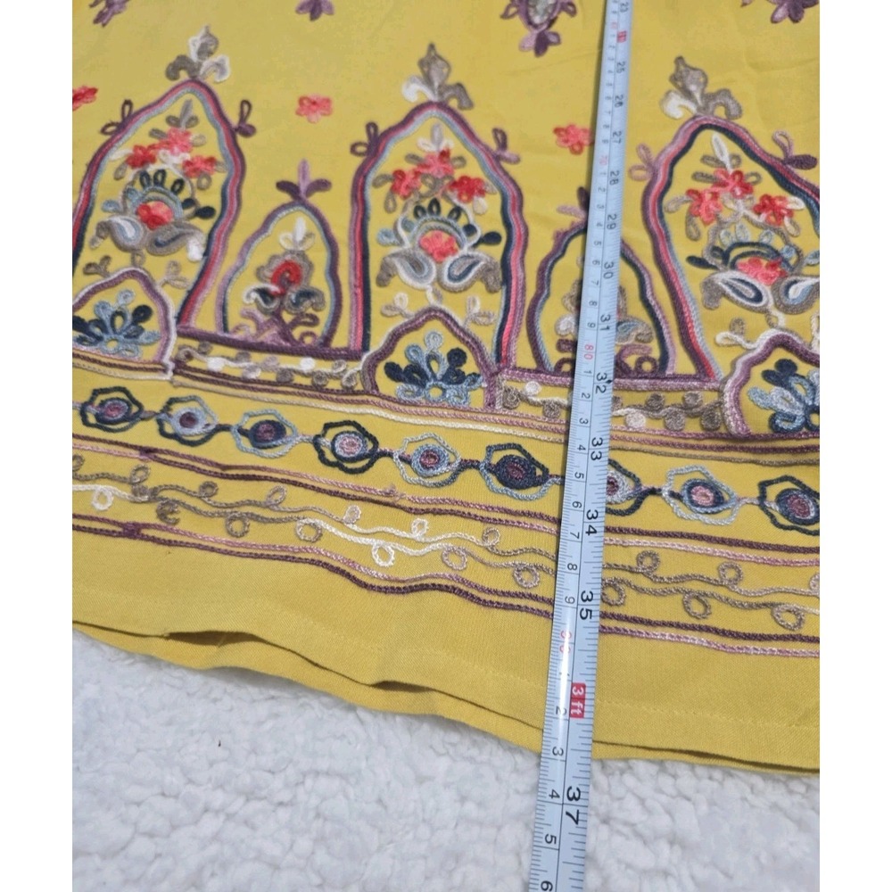 Cato Embroidered Dress Womens Size Medium Yellow Open Shoulder Boho Keyhole - Picture 3 of 8
